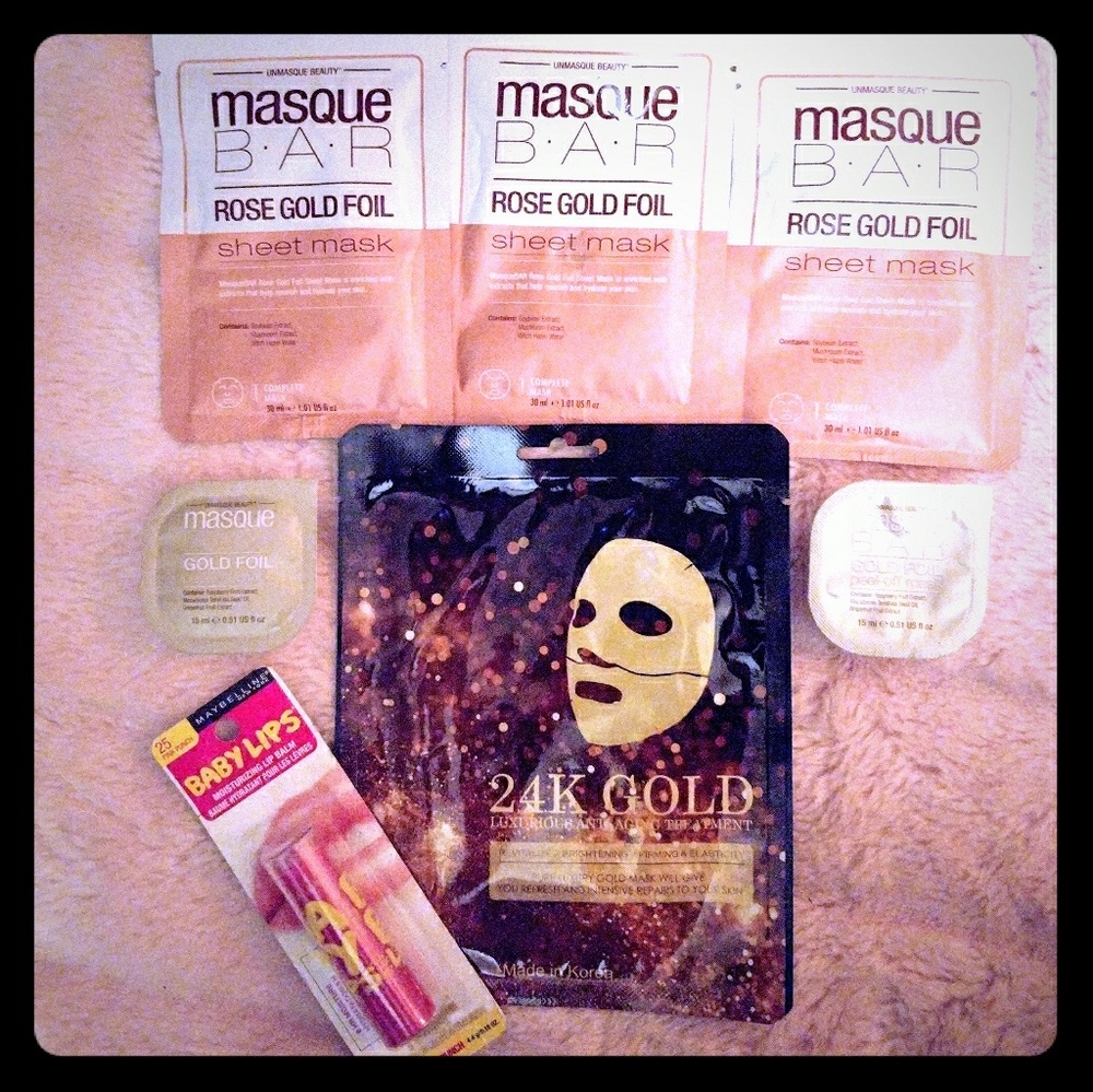 New! 24 K Gold Face Mask Bundle w/ Baby Lips Gloss